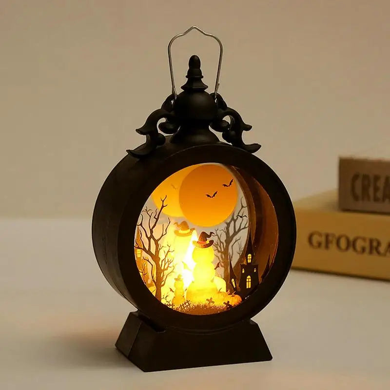 Halloween Lantern Halloween Decor Retro Decor Battery Lantern Flameless LED Candle Lantern Halloween Vintage Lantern ﻿
