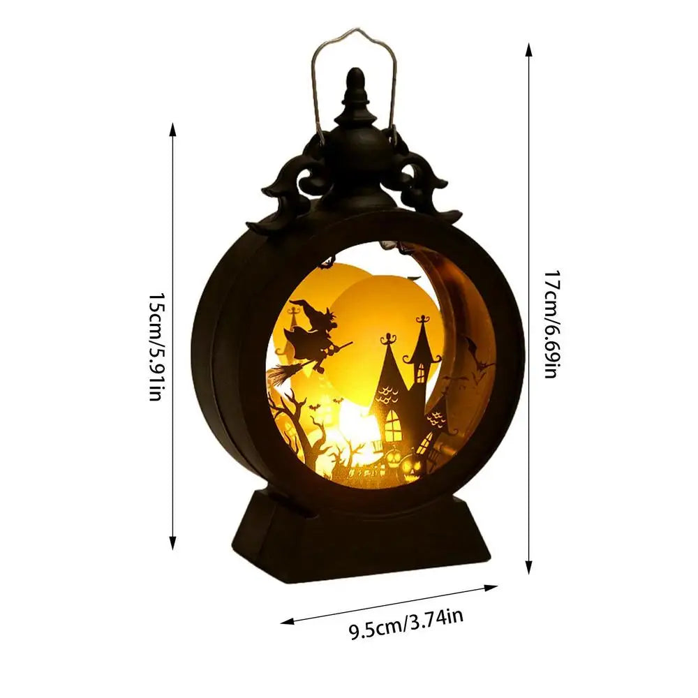 Halloween Lantern Halloween Decor Retro Decor Battery Lantern Flameless LED Candle Lantern Halloween Vintage Lantern ﻿